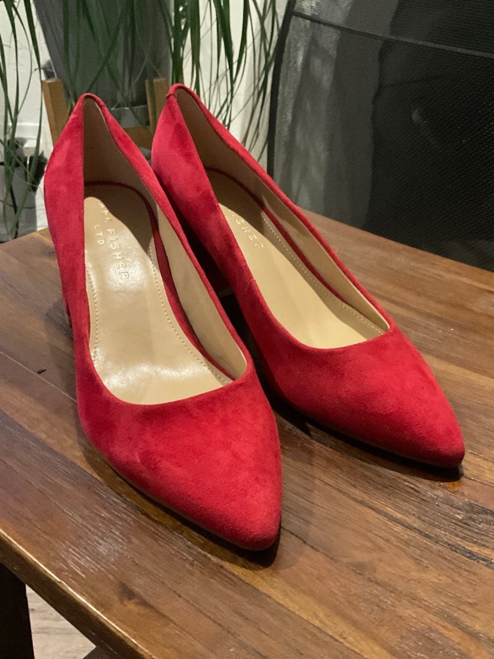 Mark Fisher Zala Block Heel Pointy Toe Red Pump size 7 - Picture 2 of 7
